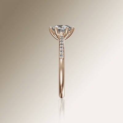 Rose Gold 6-Claw Round Diamond Ring