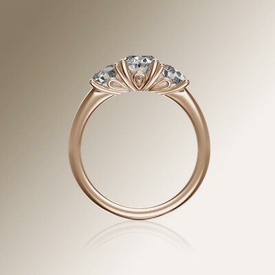 Rose Gold Trilogy Oval Diamond Ring