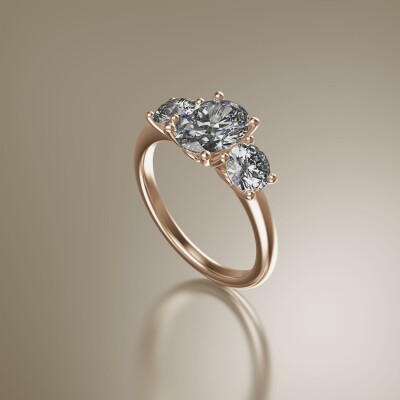 Rose Gold Trilogy Oval Diamond Ring