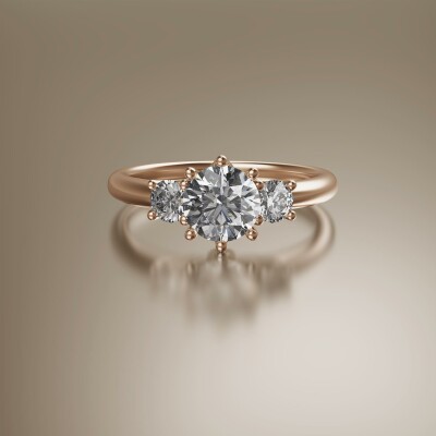 Rose Gold Trilogy Round Diamond Ring