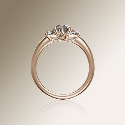 Rose Gold Trilogy Round Diamond Ring