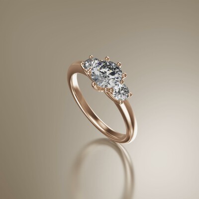 Rose Gold Trilogy Round Diamond Ring