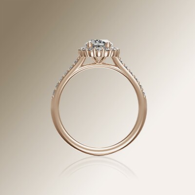 Rose Gold Halo Oval Diamond Ring