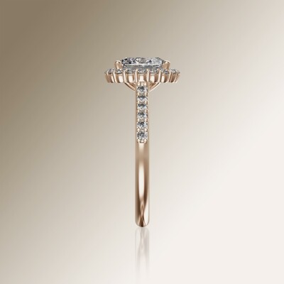 Rose Gold Halo Oval Diamond Ring