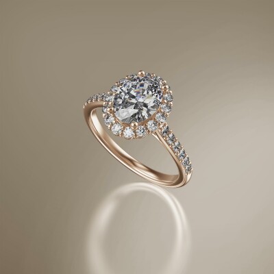 Rose Gold Halo Oval Diamond Ring