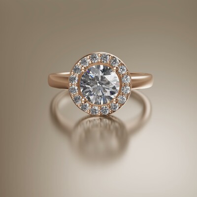Rose Gold Halo Round Diamond Ring