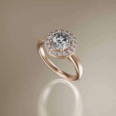 Rose Gold Halo Round Diamond Ring