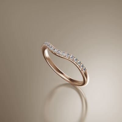 Rose Gold Pin Claw Curved Eternity Diamond Ring
