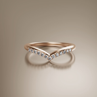 Rose Gold Pin Claw Wishbone Eternity Diamond Ring