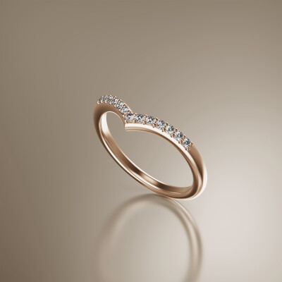 Rose Gold Pin Claw Wishbone Eternity Diamond Ring