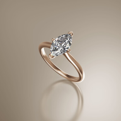 Rose Gold 4-Claw Solitaire Marquise Diamond Ring