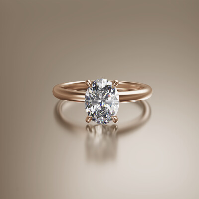 Rose Gold 4-Claw Solitaire Oval Diamond Ring