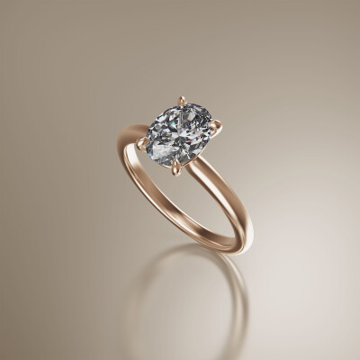 Rose Gold 4-Claw Solitaire Oval Diamond Ring