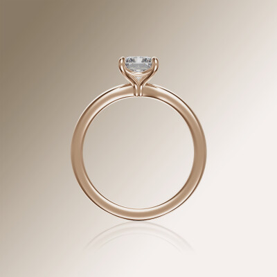 Rose Gold 4-Claw Solitaire Radiant Cut Diamond Ring