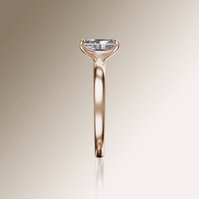 Rose Gold 4-Claw Solitaire Radiant Cut Diamond Ring