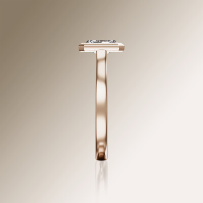 Rose Gold Tube Solitaire Radiant Cut Diamond Ring