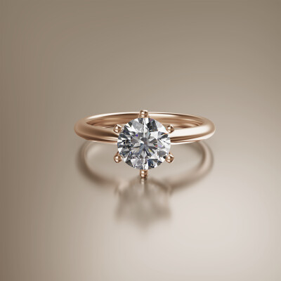 Rose Gold 6-Claw Solitaire Diamond Ring