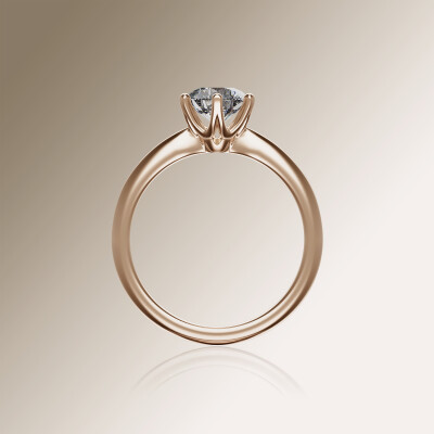 Rose Gold 6-Claw Solitaire Diamond Ring