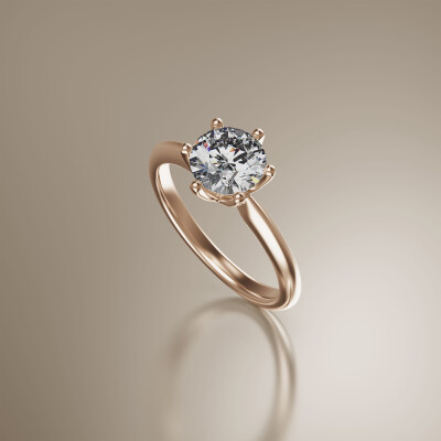 Rose Gold 6-Claw Solitaire Diamond Ring