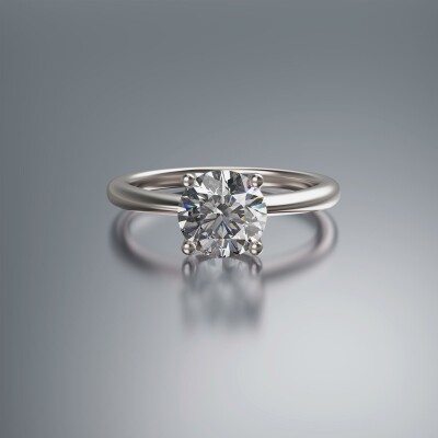 White Gold 4-Claw Solitaire Round Diamond Ring
