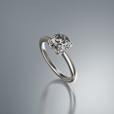 White Gold 4-Claw Solitaire Round Diamond Ring