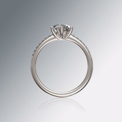 White Gold 6-Claw Round Diamond Ring