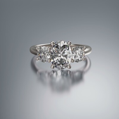 White Gold Trilogy Oval Diamond Ring