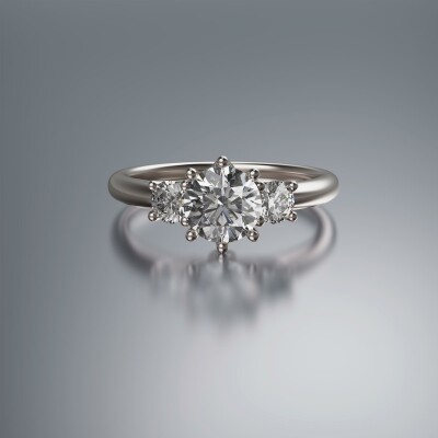 White Gold Trilogy Round Diamond Ring