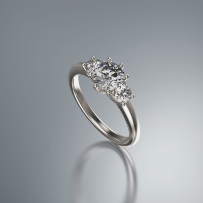 White Gold Trilogy Round Diamond Ring