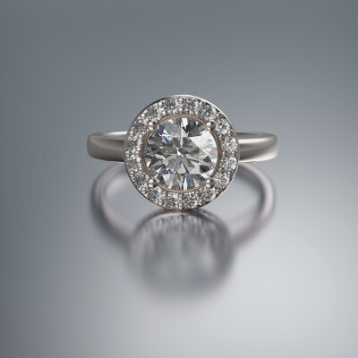 White Gold Halo Round Diamond Ring
