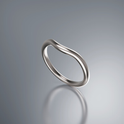White Gold Curved Wedding Band