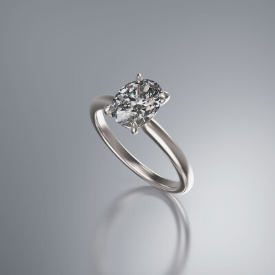 White Gold 4-Claw Solitaire Oval Diamond Ring