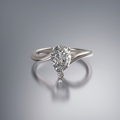 White Gold 3-Claw Solitaire Pear-Shaped Diamond Ring