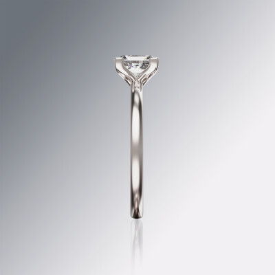 White Gold 4-Claw Solitaire Princess Cut Diamond Ring