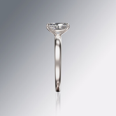 White Gold 4-Claw Solitaire Radiant Cut Diamond Ring