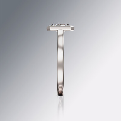 White Gold Tube Solitaire Radiant Cut Diamond Ring