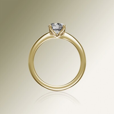 Yellow Gold 4-Claw Solitaire Round Diamond Ring