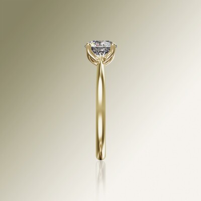 Yellow Gold 4-Claw Solitaire Round Diamond Ring