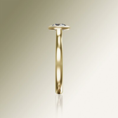 Yellow Gold Tube Solitaire Round Diamond Ring