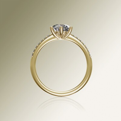 Yellow Gold 6-Claw Round Diamond Ring
