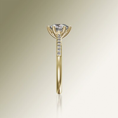 Yellow Gold 6-Claw Round Diamond Ring