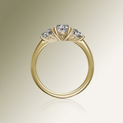 Yellow Gold Trilogy Oval Diamond Ring