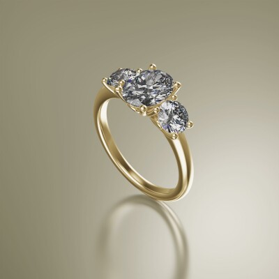 Yellow Gold Trilogy Oval Diamond Ring