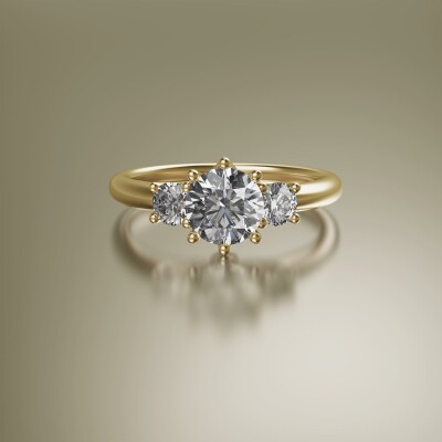 Yellow Gold Trilogy Round Diamond Ring