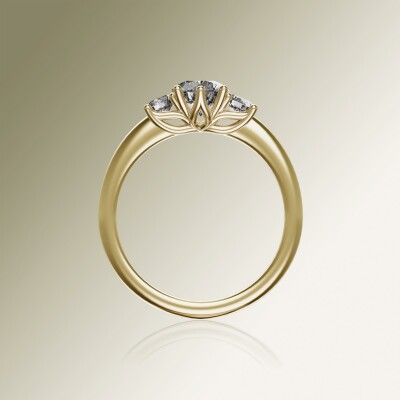 Yellow Gold Trilogy Round Diamond Ring