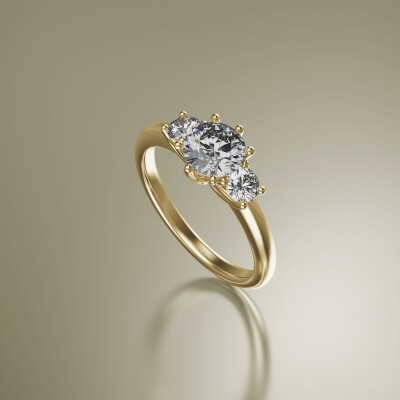 Yellow Gold Trilogy Round Diamond Ring