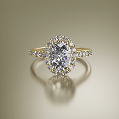 Yellow Gold Halo Oval Diamond Ring