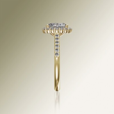 Yellow Gold Halo Oval Diamond Ring