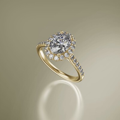 Yellow Gold Halo Oval Diamond Ring