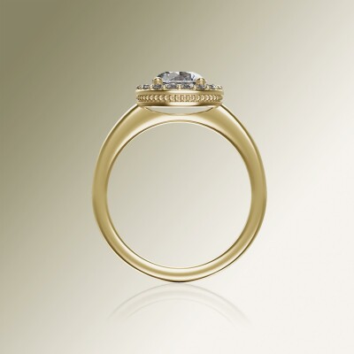 Yellow Gold Halo Round Diamond Ring